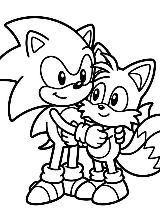 Desenho de Cute Super Sonic and Tails para colorir e imprimir grátis