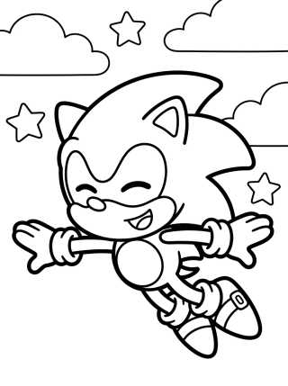 Desenho de Cute Flying Super Sonic para colorir e imprimir grátis