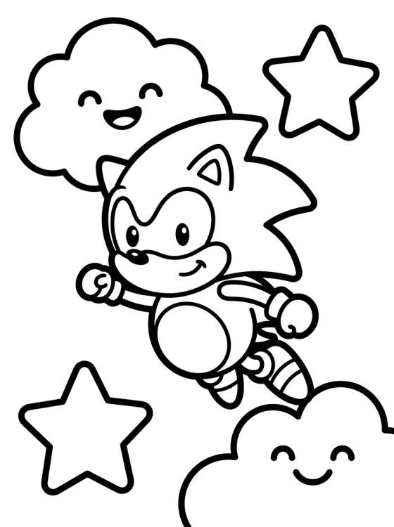 Desenho de Kawaii Super Sonic Flying para colorir e imprimir grátis