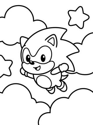 Desenho de Kawaii Style Flying Super Sonic para colorir e imprimir grátis