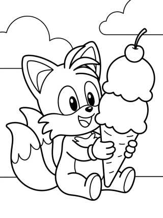 Desenho de Tails Eating Ice Cream para colorir e imprimir grátis