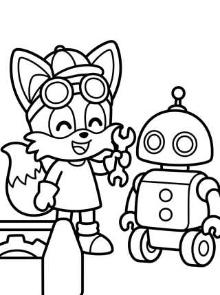 Desenho de Tails the Inventor with Tools para colorir e imprimir grátis