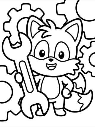 Desenho de Tails the Inventor with Tools para colorir e imprimir grátis