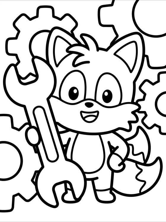 Desenho de Tails the Inventor with Tools para colorir e imprimir grátis