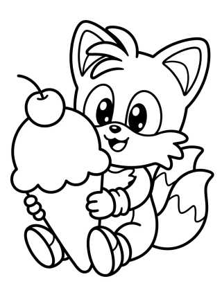 Desenho de Tails Enjoying Ice Cream para colorir e imprimir grátis