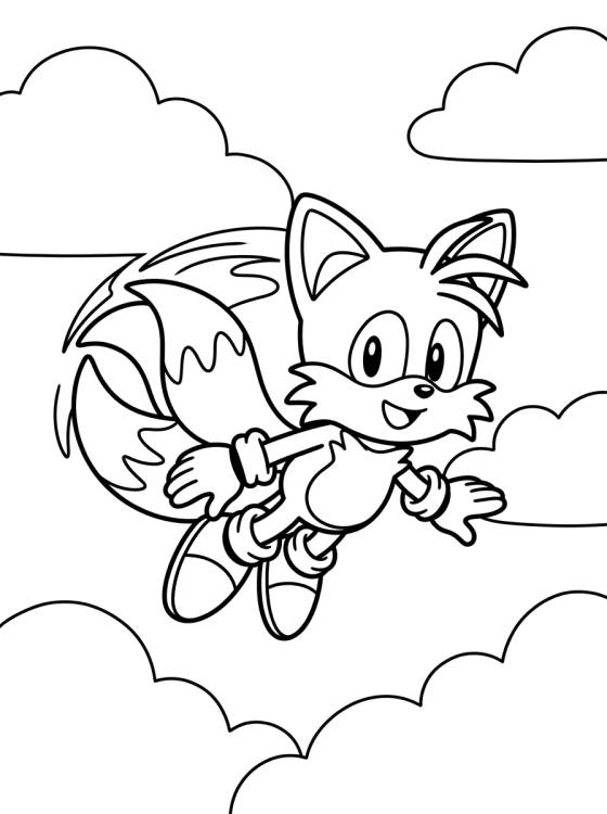 Desenho de Tails Flying Happily para colorir e imprimir grátis