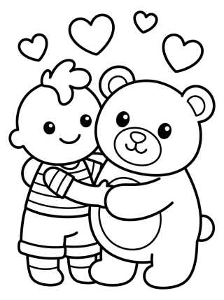 Desenho de Tito Hugging a Teddy Bear para colorir e imprimir grátis