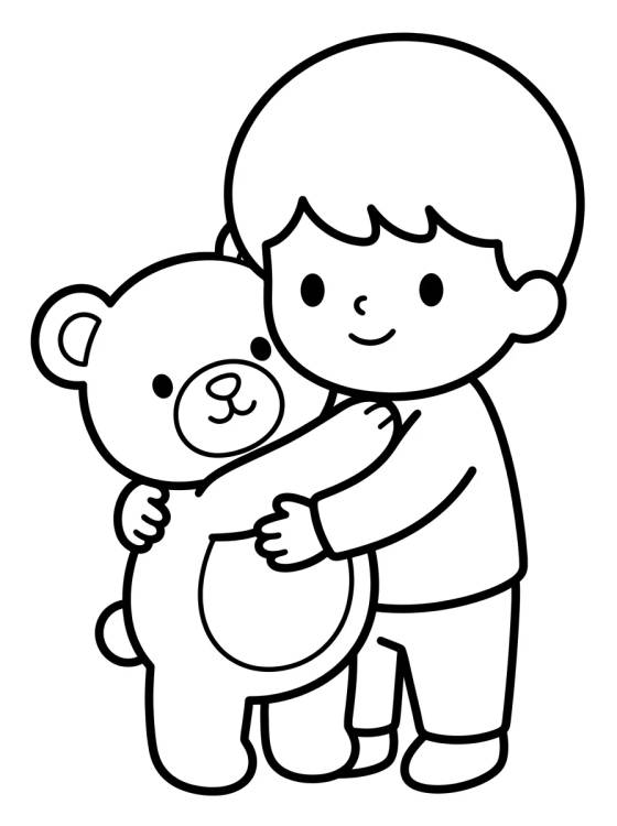 Desenho de Tito Hugging a Teddy Bear para colorir e imprimir grátis