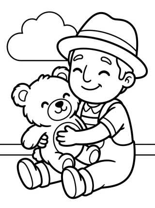 Desenho de Tito Hugging a Teddy Bear para colorir e imprimir grátis
