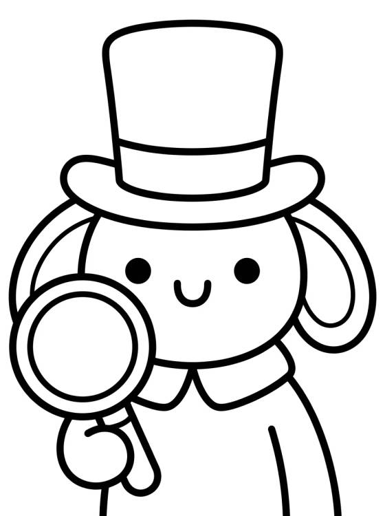 Desenho de Tito with Bita's Top Hat and Magnifying Glass para colorir e imprimir grátis