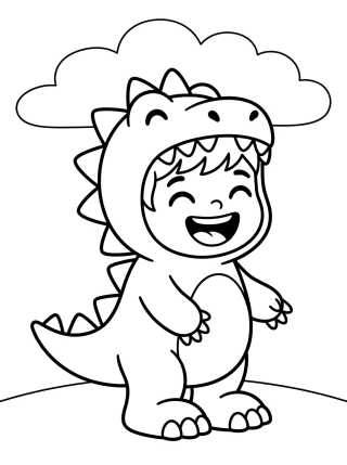 Desenho de Tito in a Dinosaur Costume para colorir e imprimir grátis