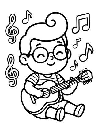 Desenho de Tito Playing Guitar para colorir e imprimir grátis