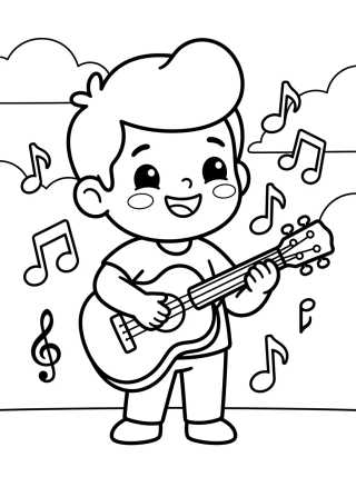 Desenho de Tito Playing Guitar para colorir e imprimir grátis