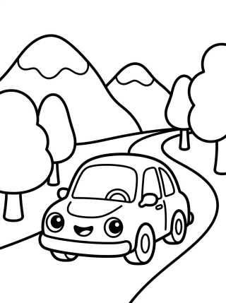 Desenho de Little Car on a Road Trip para colorir e imprimir grátis