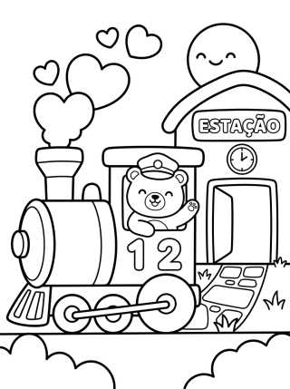 Desenho de Cheerful Train Station para colorir e imprimir grátis