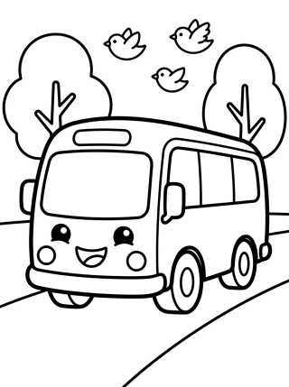 Desenho de Smiling Tour Bus para colorir e imprimir grátis