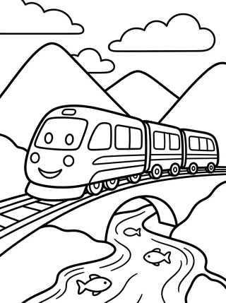 Desenho de Passenger Train in the Mountains para colorir e imprimir grátis