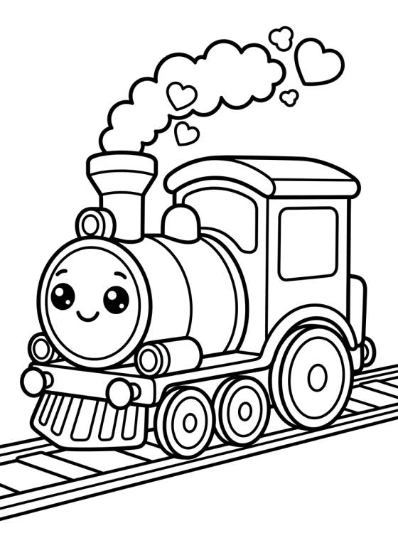 Desenho de Cuddly Steam Engine Train para colorir e imprimir grátis