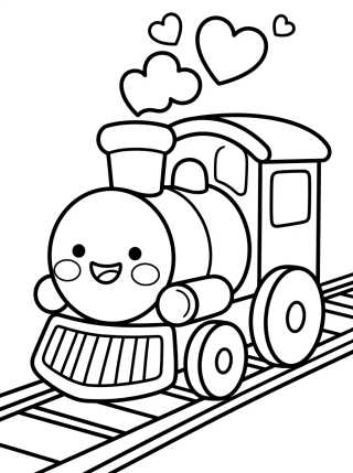 Desenho de Kawaii Steam Engine Train para colorir e imprimir grátis