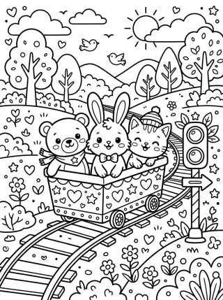 Desenho de Train Wagon with Cute Animals para colorir e imprimir grátis