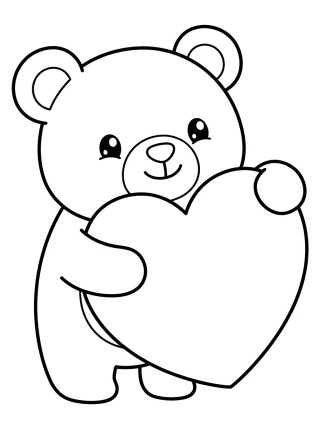 Desenho de Bobbie Bear Hugging a Heart para colorir e imprimir grátis