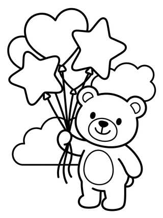 Desenho de Bobbie Bear with Balloons para colorir e imprimir grátis