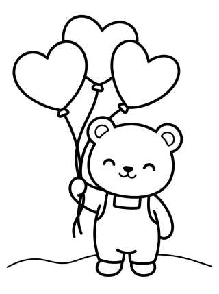 Desenho de Bobbie Bear with Balloons para colorir e imprimir grátis