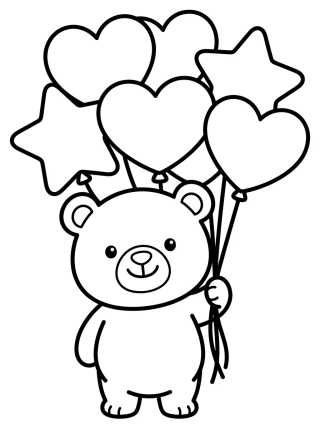 Desenho de Bobbie Bear with Balloons para colorir e imprimir grátis