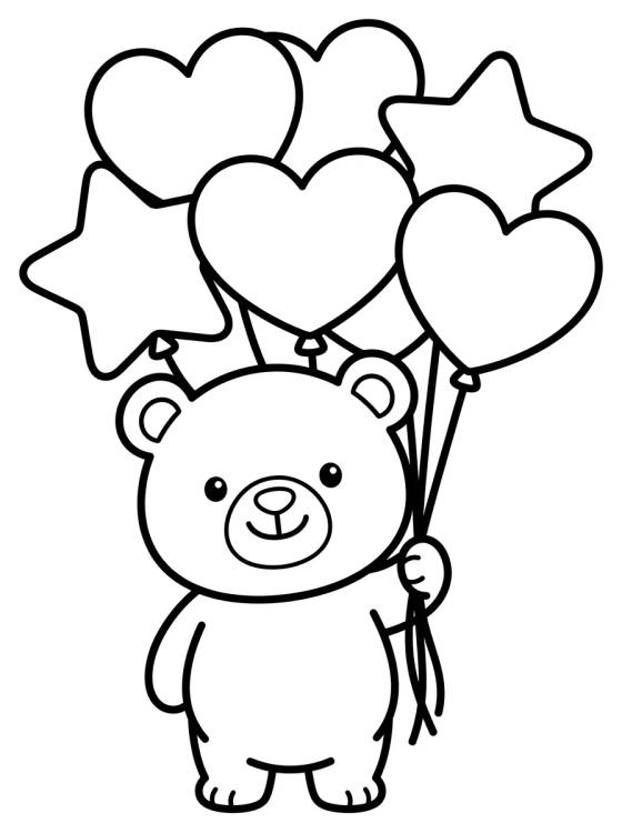 Desenho de Bobbie Bear with Balloons para colorir e imprimir grátis