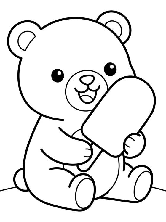 Desenho de Bobbie Bear Eating a Popsicle para colorir e imprimir grátis