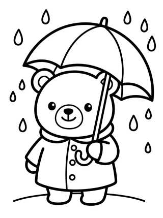 Desenho de Bobbie Bear with Umbrella para colorir e imprimir grátis
