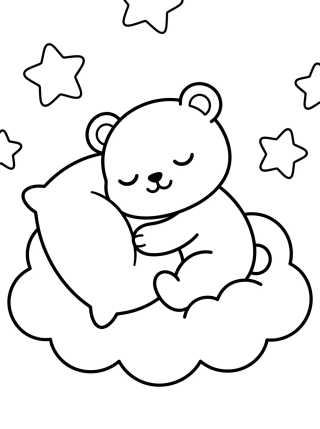 Desenho de Bobbie Bear Sleeping on a Cloud para colorir e imprimir grátis