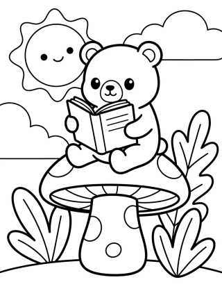 Desenho de Bobbie Bear Reading a Book para colorir e imprimir grátis
