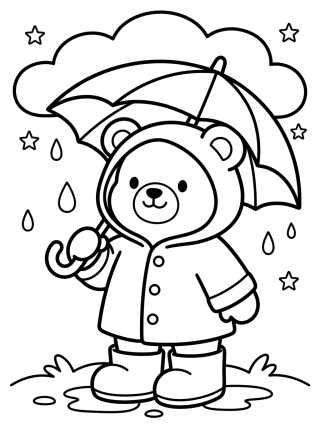 Desenho de Bobbie Bear in the Rain para colorir e imprimir grátis