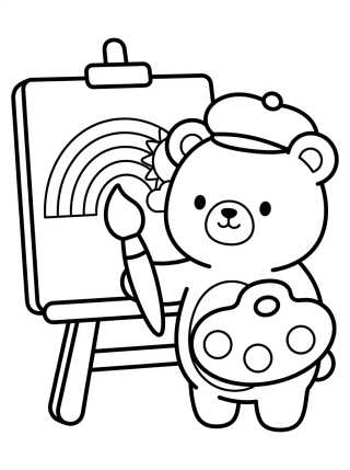 Desenho de Bobbie Bear Painting a Picture para colorir e imprimir grátis