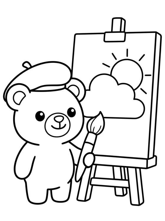 Desenho de Bobbie Bear the Painter para colorir e imprimir grátis