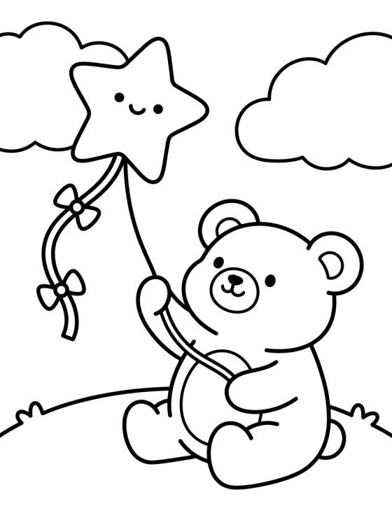 Desenho de Bobbie Bear Flying a Kite para colorir e imprimir grátis
