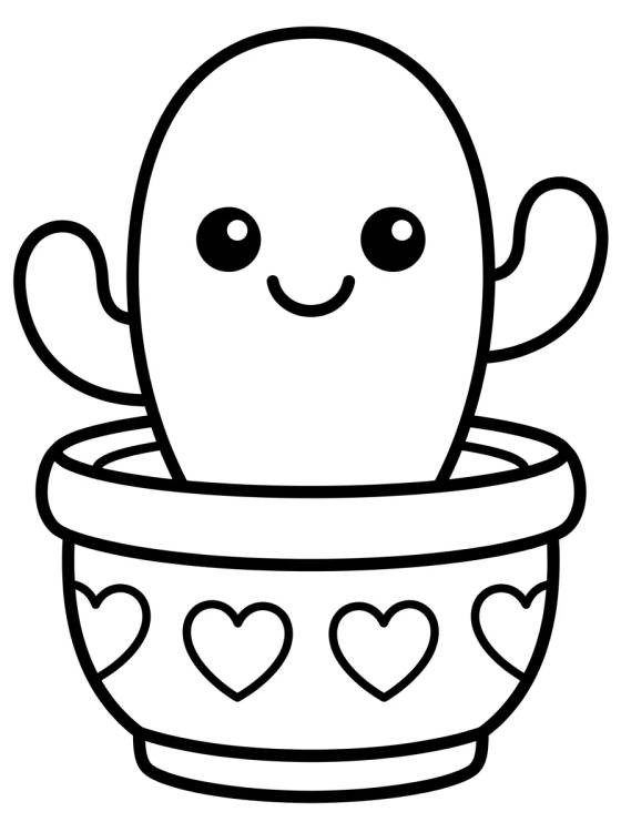Desenho de Smiling Cactus in a Pot para colorir e imprimir grátis