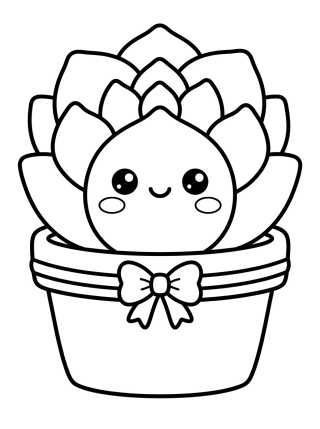 Desenho de Cute Succulent in a Pot para colorir e imprimir grátis