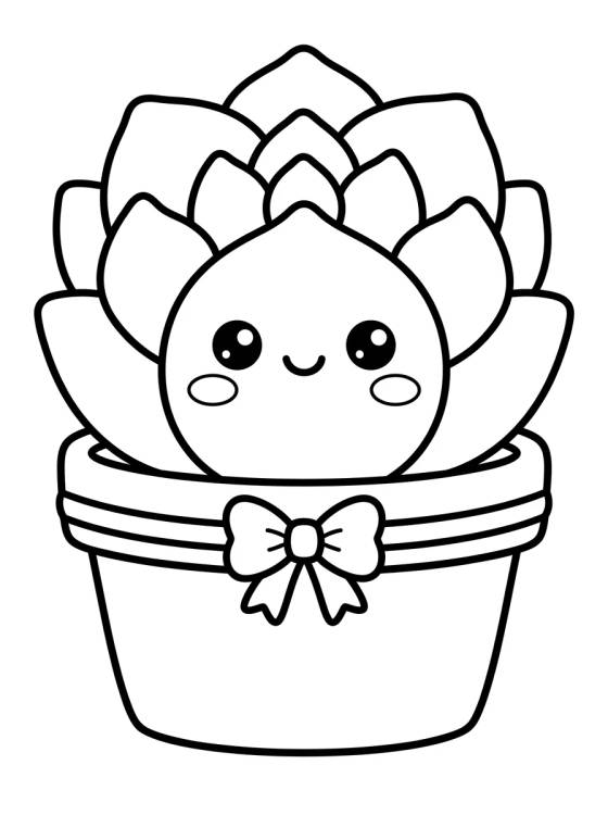 Desenho de Cute Succulent in a Pot para colorir e imprimir grátis