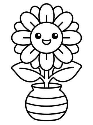 Desenho de Radiant Sunflower in a Pot para colorir e imprimir grátis