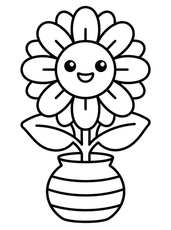 Desenho de Radiant Sunflower in a Pot para colorir e imprimir grátis