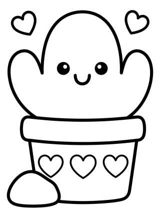 Desenho de Smiling Kawaii Cactus Pot para colorir e imprimir grátis