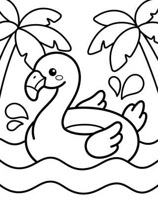 Desenho de Cute Flamingo Pool Float para colorir e imprimir grátis