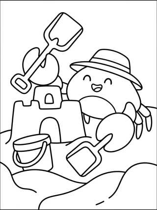 Desenho de Little Crab Playing in the Sand para colorir e imprimir grátis