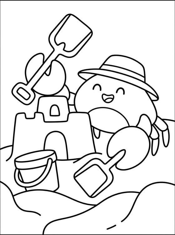 Desenho de Little Crab Playing in the Sand para colorir e imprimir grátis