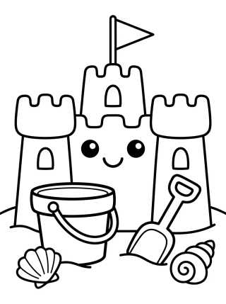 Desenho de Sandcastle on the Beach para colorir e imprimir grátis