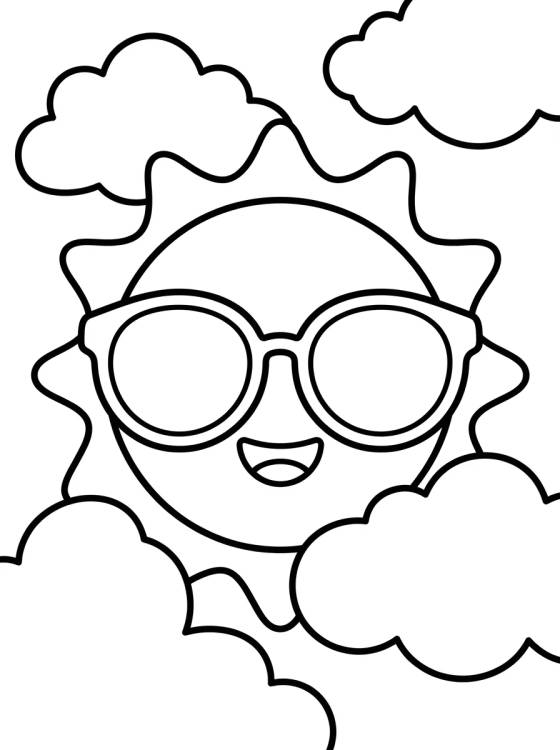 Desenho de Smiling Summer Sun para colorir e imprimir grátis