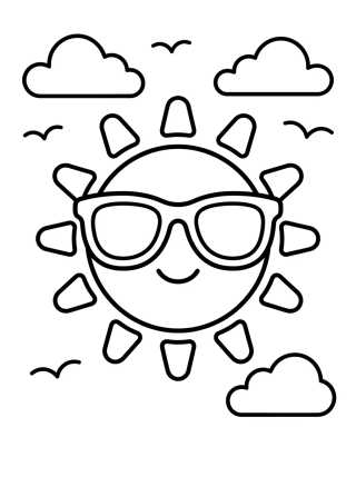 Desenho de Smiling Sun with Sunglasses para colorir e imprimir grátis