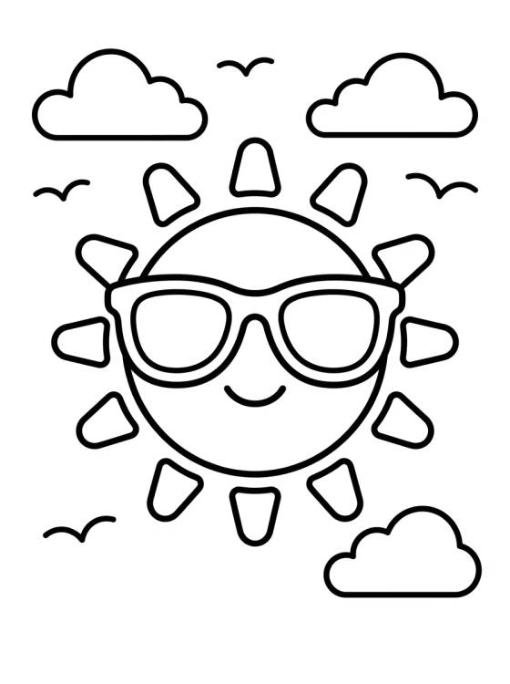 Desenho de Smiling Sun with Sunglasses para colorir e imprimir grátis
